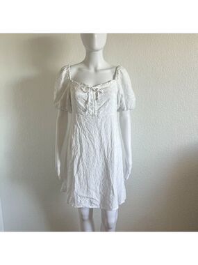 Beautiful Nomad Large White Cottagecore Coquette Puff Sleeve Eyelet Mini Dress